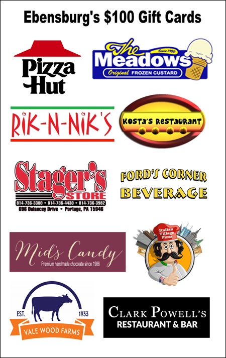Ebensburg's $100 Gift Cards from leading local businesses as part of 2022 Member Appreciation Month