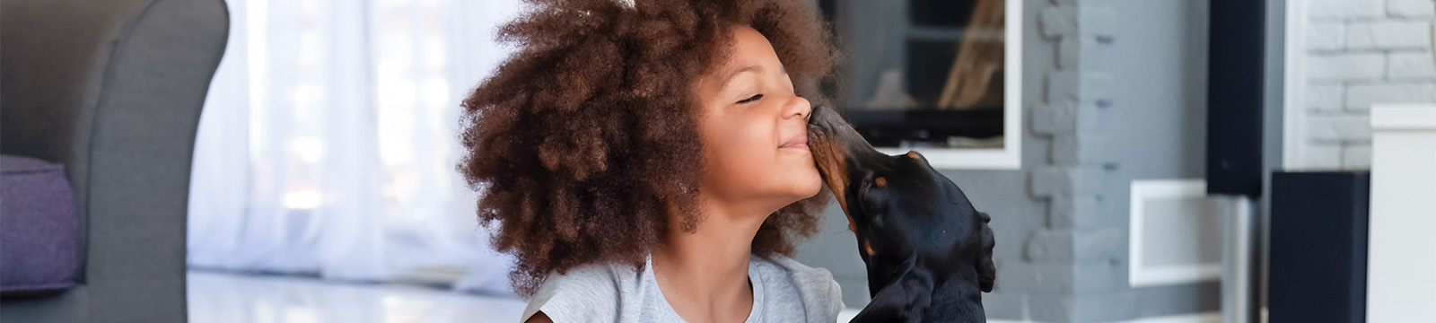 "weiner dog" puppy kissing little girl's face